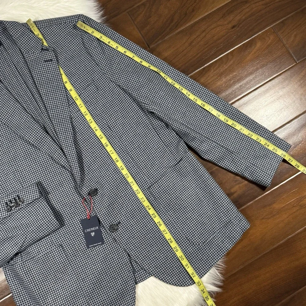 Cremieux Moon Fabric Houndstooth Blazer Jacket Mens Size XL Wool Cotton Cashmere